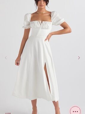House of CB | Dresses | House Of Cb Lianna Feather Trim Long Sleeve Corset  Midi Dress | Poshmark